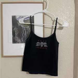 Brandy Melville Black Graphic Tank Top